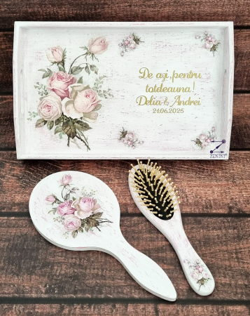 Set mireasa cu trandafiri vintage