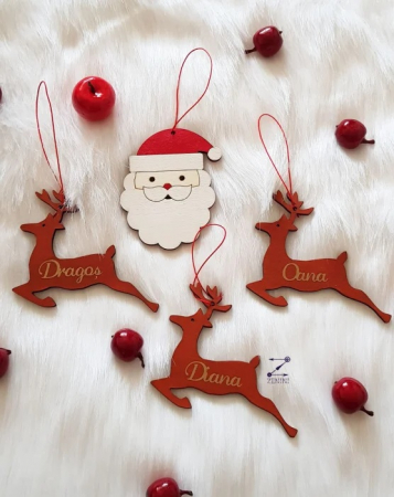 Set ornamente brad Mos Craciun si reni