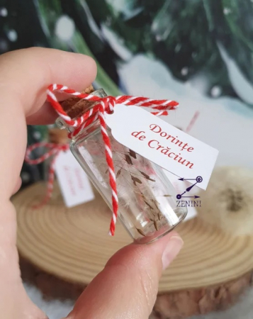 Sticluta cu puf de papadie Dorinte de Craciun