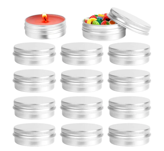 Set de 12 Cutii din Aluminiu, 30ml, Reutilizabile pentru Cosmetice, Balsam de Buze, Lumanari si Depozitare Generala