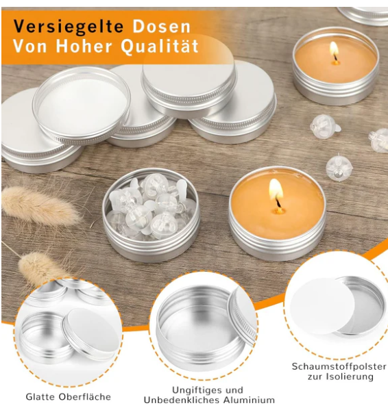Set de 12 Cutii din Aluminiu, 30ml, Reutilizabile pentru Cosmetice, Balsam de Buze, Lumânări și Depozitare Generală [4]