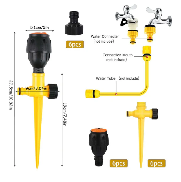 Aspersor de gazon 6 piese, stropitor de gradina rotativ 360 [2]