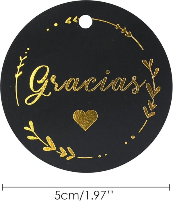 Etichete Cadou G2PLUS 5 x 5 cm – Set de 100 bucăți cu Sfoară de Iută 20 m – Negru [3]