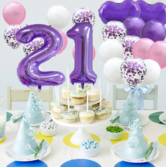 Setul de baloane pentru petreceri Happy Birthday Balloons 21 ani