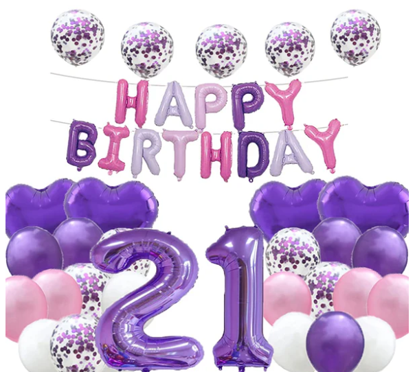 Setul de baloane pentru petreceri Happy Birthday Balloons  21 ani [2]