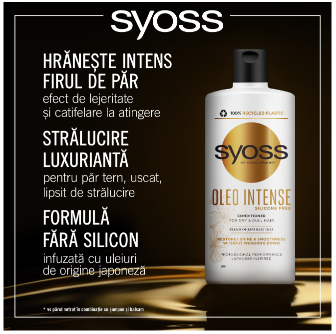 Balsam de îngrijire Syoss Oleo Intense, cu un amestec unic de uleiuri japoneze pentru par tern si uscat, 440 ml [2]