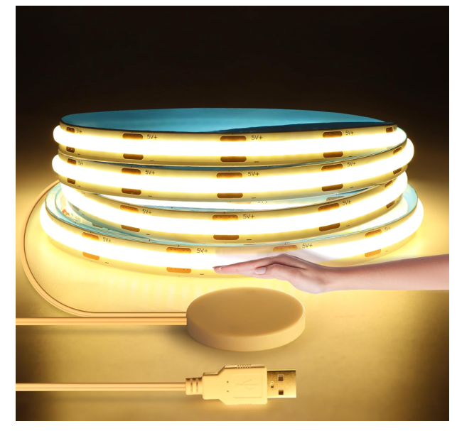 Banda LED COB 3,  m 5,  V USB ,   dimabila cu control touch wave, alb cald, IP67
