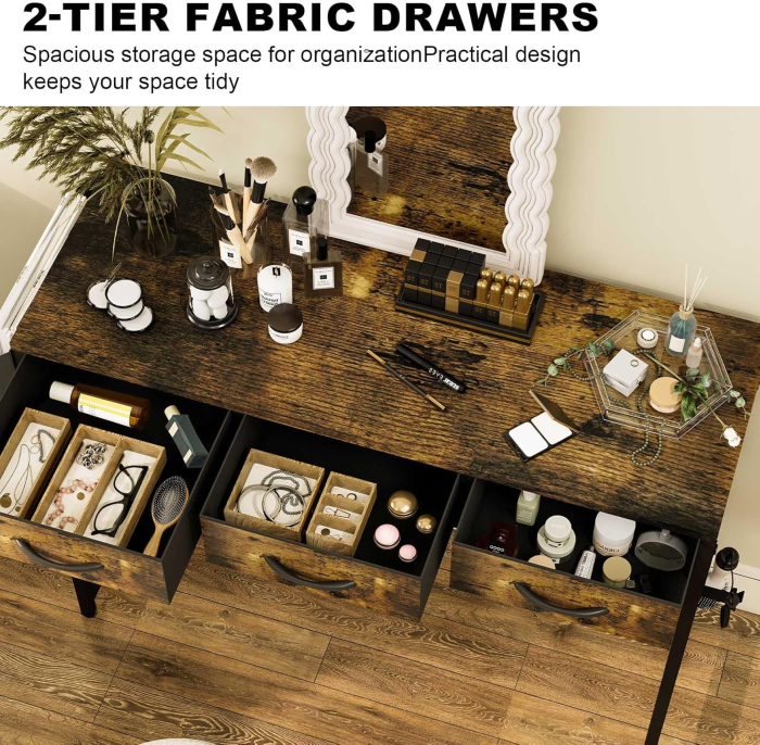 Birou PC 100 cm cu sertare, buzunar depozitare şi cârlig pentru căşti – Vintage [7]