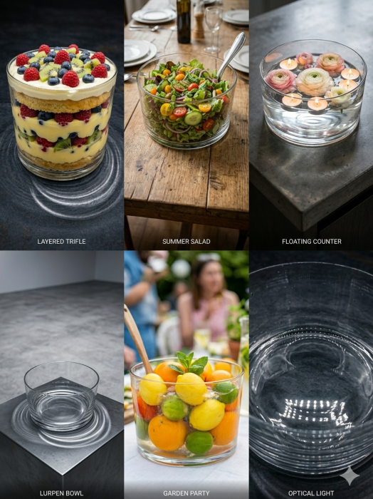 Bol din sticla transparent, 23 cm diametru, 12 cm inaltime, bol servire salata, fructe, desert, multifunctional [3]