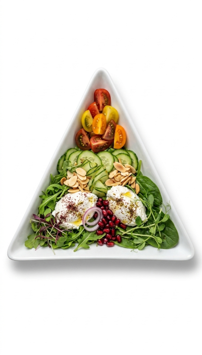 Bol triunghiular din portelan alb, 26cm, design modern, pentru servire aperitive & salate [4]