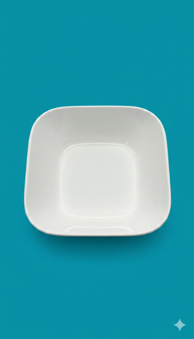 Bol patrat din portelan alb, 23cm, design modern, pentru servire aperitive & salate [2]