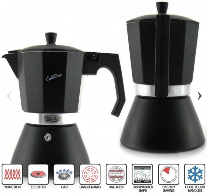 Espressor cafea din aluminiu Zephyr, 300ml, negru, capacitate maxima: 6 cupe [2]
