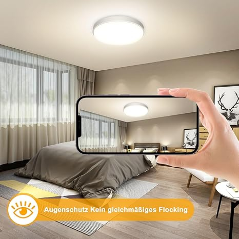 Plafonieră LED OOWOLF 24W, 23 cm, metal, dimabilă, 3000K/4000K/5000K, alb, 2 buc [4]