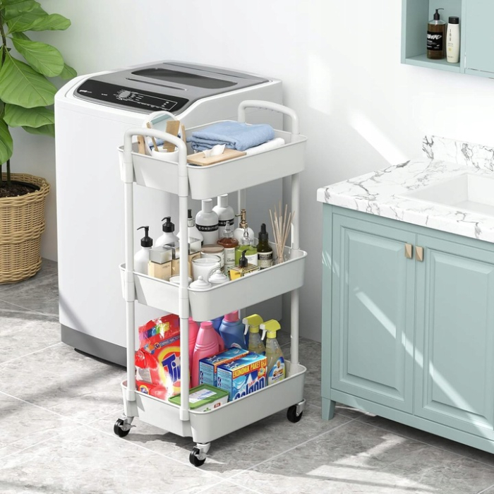 Carucior de bucatarie 3 niveluri, alb, 29x39x76 cm, multifunctional, cu roti [3]