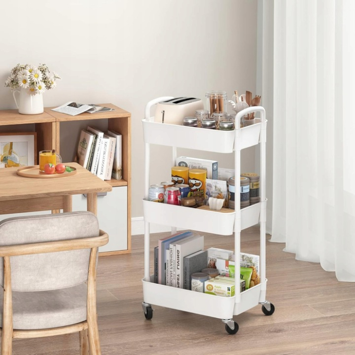 Carucior de bucatarie 3 niveluri, alb, 29x39x76 cm, multifunctional, cu roti [5]