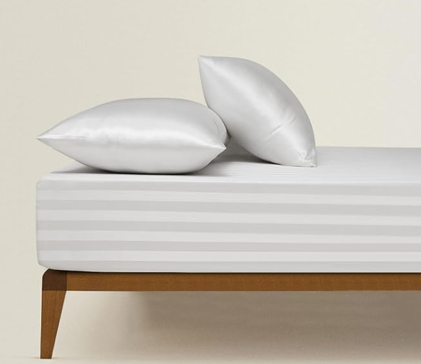 Cearceaf 140×200 cm Satin crem cu Dungi – Respirant, Elastic Integral, Bonnet 15–30 cm [4]