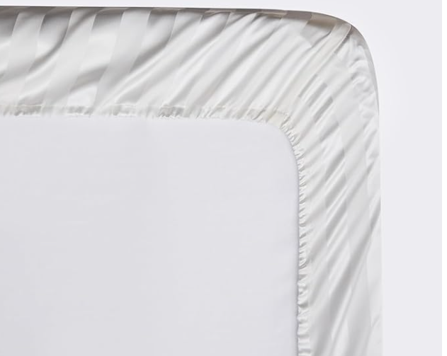 Cearceaf 140×200 cm Satin crem cu Dungi – Respirant, Elastic Integral, Bonnet 15–30 cm [6]