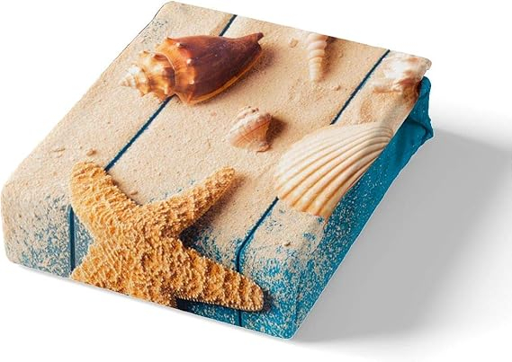 Set lenjerie pat tematica ocean, imprimata cu mare, pentru copii si adolescenti, pat dublu, albastru [3]