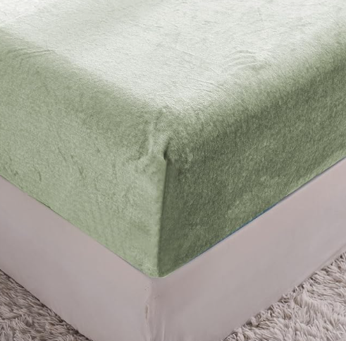 Cearceaf de pat cu elastic, din pluș termic tip cașmir, 100 x 200 x 30 cm [5]