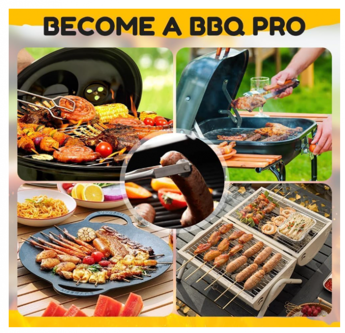 Clește grătar inox pentru cârnați/hot‑dog, rotativ & reversibil, ușor de utilizat – accesoriu BBQ alimentar [6]