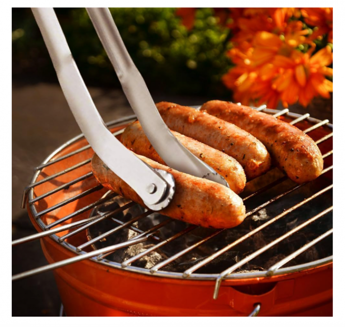 Clește grătar inox pentru cârnați/hot‑dog, rotativ & reversibil, ușor de utilizat – accesoriu BBQ alimentar [4]