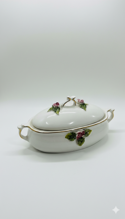 Caseta din portelan, Violeta, alba, pentru servire si prezentare [4]