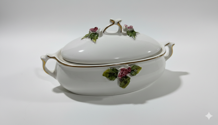 Caseta din portelan, Violeta, alba, pentru servire si prezentare [3]