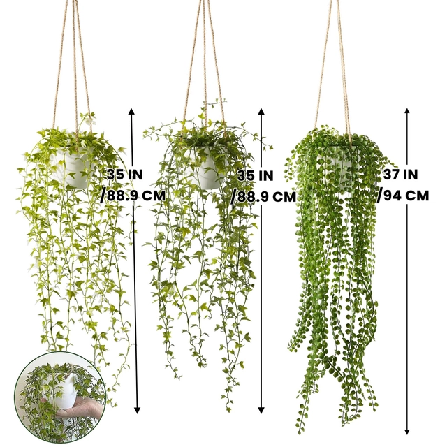 Set 3 Plante Artificiale Suspendate cu Ghivece, Plante Decorative pentru Interior [3]