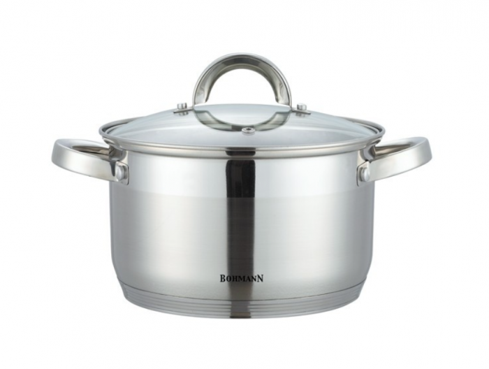 Cratita inox 6.6 L Bohmann, 24x14 cm, capac sticla, fund 7 straturi