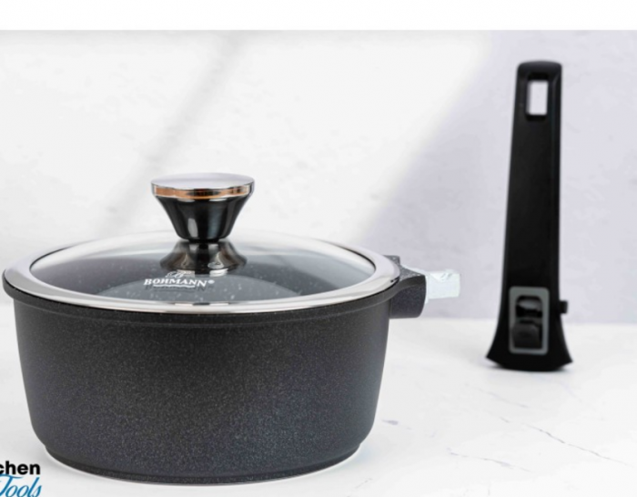 Cratita cu maner detasabil, 2.5litri, aluminiu turnat, Bohmann, suprafata antiaderenta, inclusiv inductie [5]