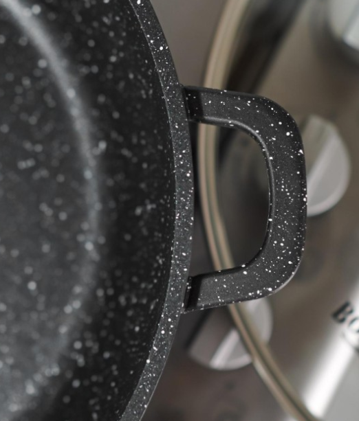 Cratita din aluminiu 24x24x6.7cm, capac, marmorata, cu lingura din teflon, Bohmann [7]