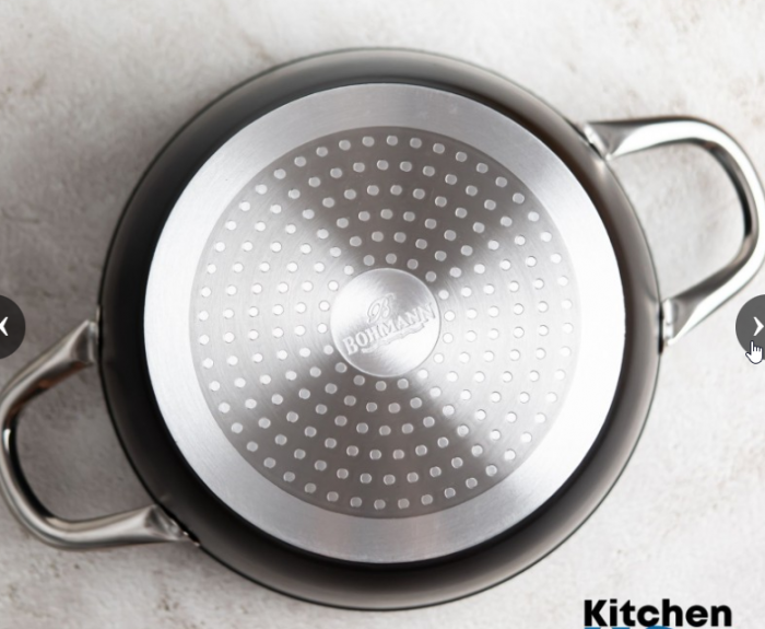 Cratita din aluminiu forjat 2.3L, 20x11.5cm, Bohmann, manere din inox si capac [4]