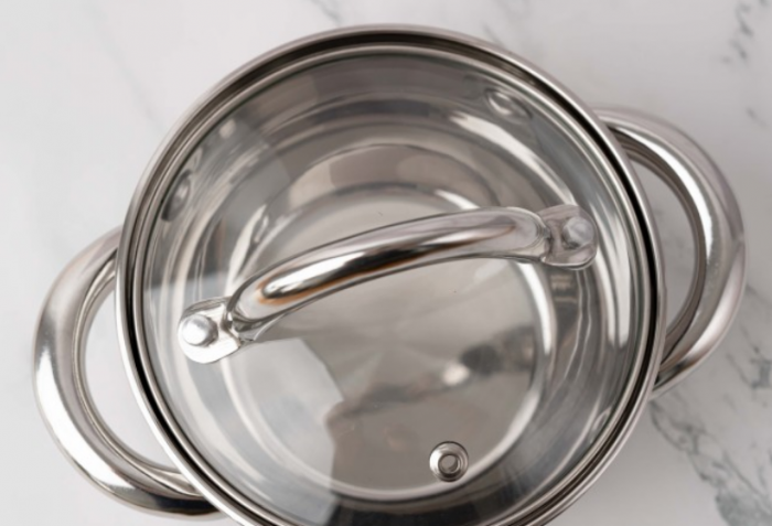 Cratita din inox 500 ml, 12x10cm, Bohmann cu capac din sticla, 5mm grosime, toate sursele de caldura [5]