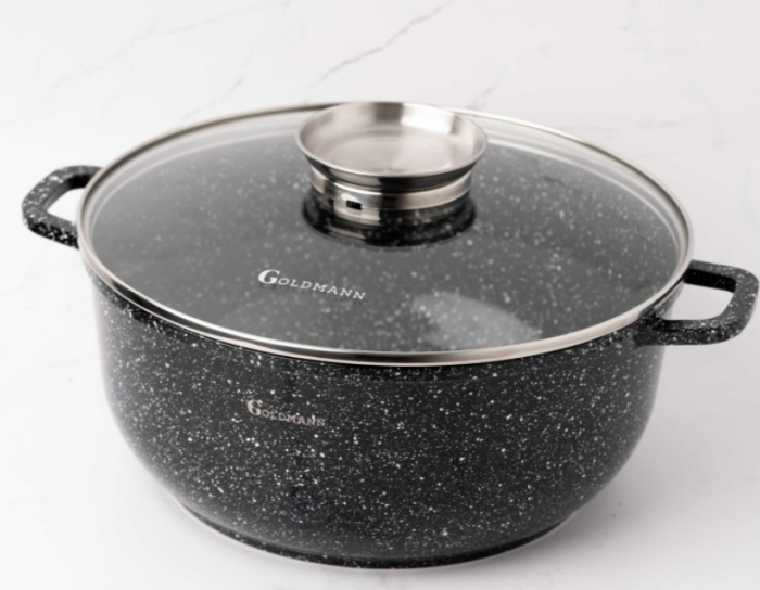 Cratita aluminiu, 36x13.5 cm, 13.5 litri, Goldmann, acoperire ceramica, capac termorezistent [4]