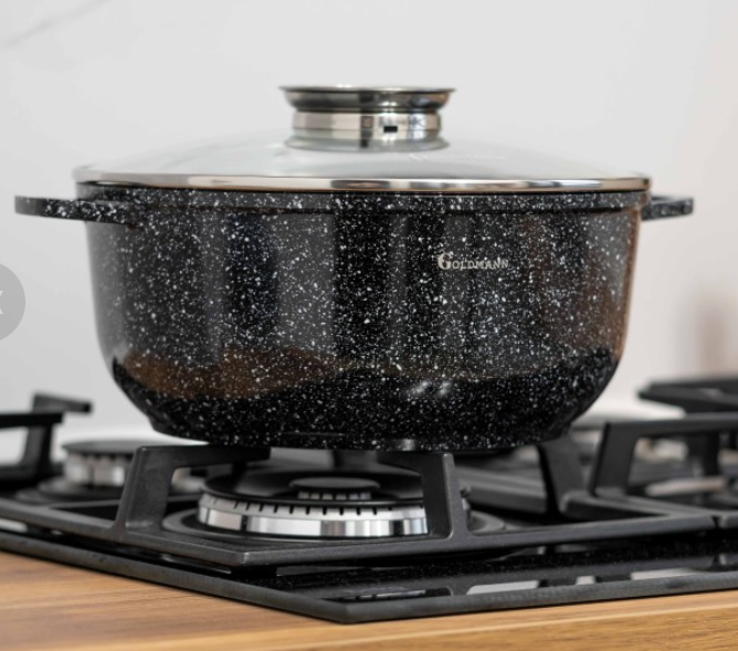 Cratita aluminiu, 36x13.5 cm, 13.5 litri, Goldmann, acoperire ceramica, capac termorezistent [3]