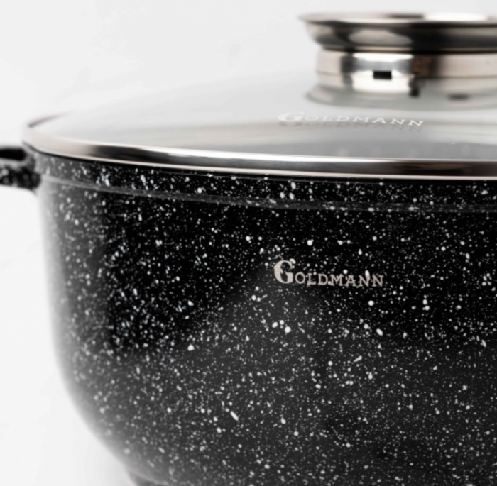 Cratita aluminiu, 36x13.5 cm, 13.5 litri, Goldmann, acoperire ceramica, capac termorezistent [5]
