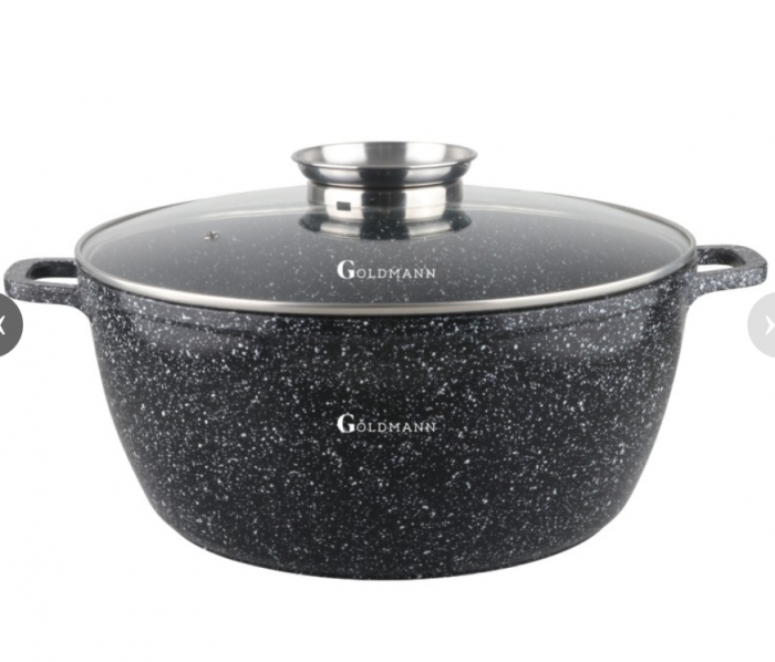 Cratita aluminiu, 36x13.5 cm, 13.5 litri, Goldmann, acoperire ceramica, capac termorezistent [2]