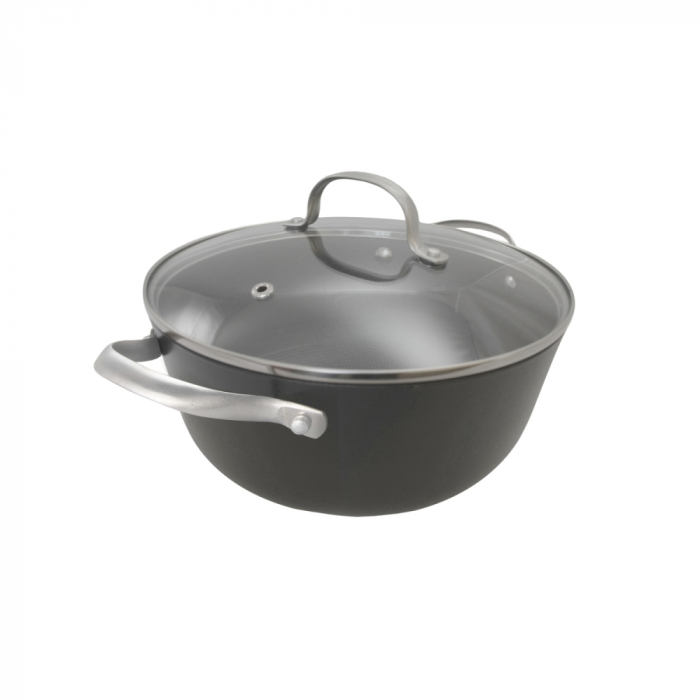 Cratita fonta fagure, Ø 20cm, cu capac din sticla [2]