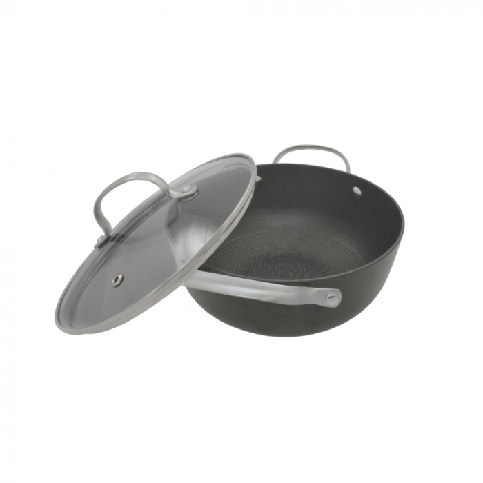 Cratita fonta fagure, Ø 20cm, cu capac din sticla [3]