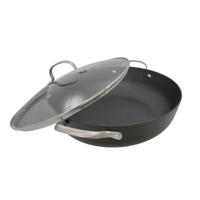Cratita fonta fagure, Ø 30cm, cu capac din sticla [2]