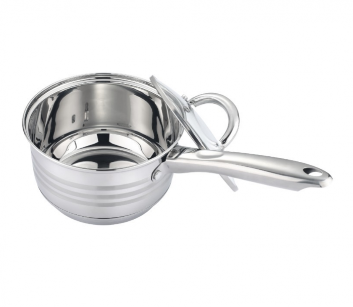 Cratita pentru sos din inox, 2l, 16cm, capac sticla termorezistent, inclusiv inductie, Bohmann [2]