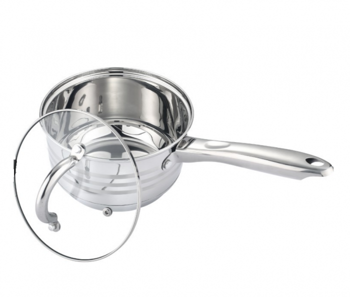 Cratita pentru sos din inox, 2l, 16cm, capac sticla termorezistent, inclusiv inductie, Bohmann [3]