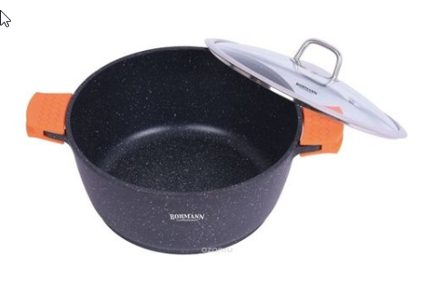 Cratita Bohmann 3.9 litri, 24X24X10.7 CM , exterior si interior granit, cu capac [4]