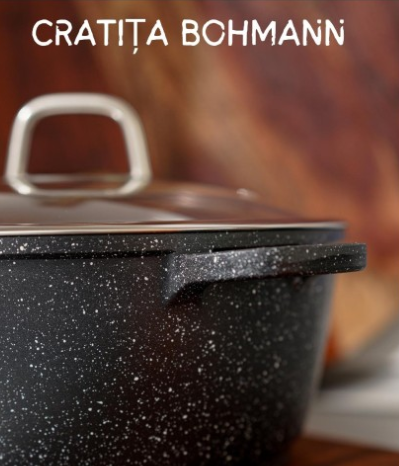 Cratita tip tuci Bohmann, 8.5L, 32 CM, interior si exterior din granit, cu capac [7]