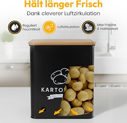 Cutie Depozitare Cartofi, Set 3 Buc, pentru Cartofi Ceapa si Usturoi, Pastreaza Legumele Proaspete Mai Mult Timp [4]