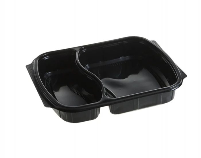 Caserole meniu 2 compartiment, PP, negru + Capac,100 buc/set [2]