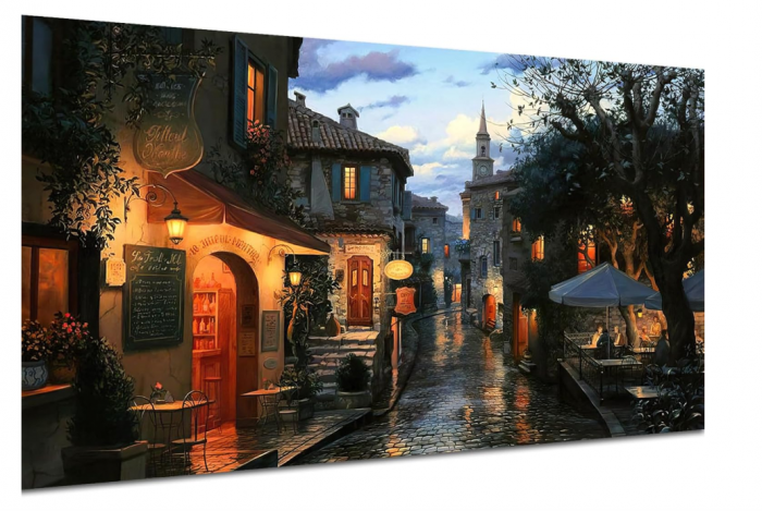 Set de pictura pe numere Aapxi ,   Peisaj pe panza fara cute, culori acrilice vibrante, perfect pentru incepatori