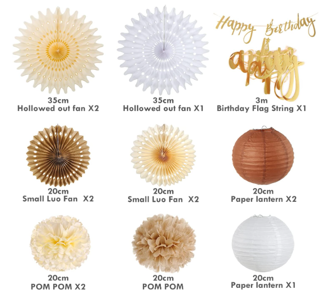 Decoratiuni pentru ziua de nastere pompoane din hârtie + banderolă “Happy Birthday” [2]