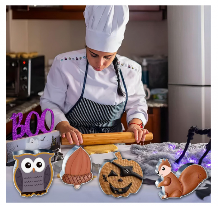Set 8 decupătoare toamnă/Thanksgiving – inox alimentar, modele veveriță, nucă, frunze, dovleac [6]