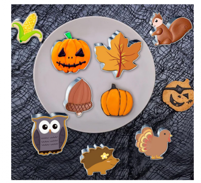 Set 8 decupătoare toamnă/Thanksgiving – inox alimentar, modele veveriță, nucă, frunze, dovleac [4]